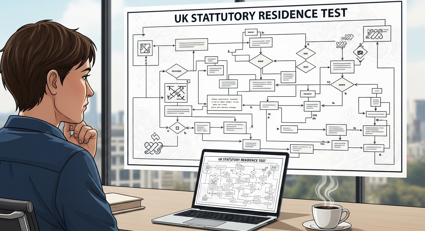 A detailed, photorealistic illustration of a person looking at a complex flowchart with 